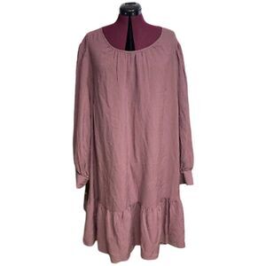 Ava & Viv Women's Mauve Rayon Long Sleeve Baby Doll Dress w Pockets